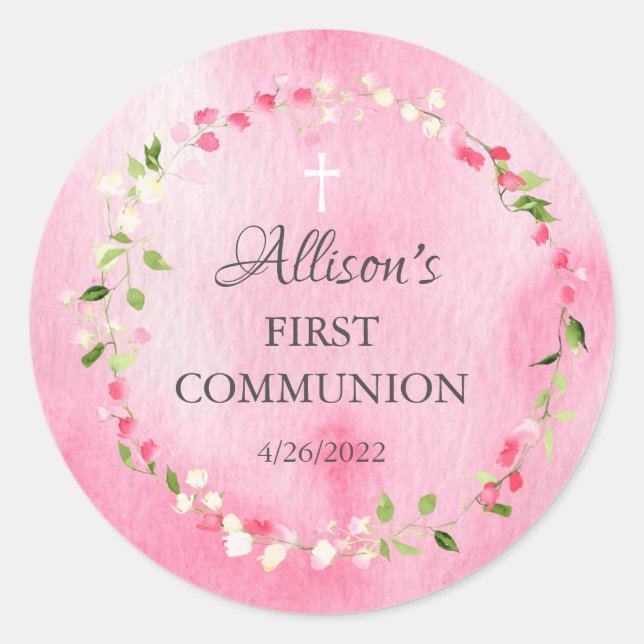 Adesivo Primavera Blossoms Floral Communion Classic Round  (Frente)