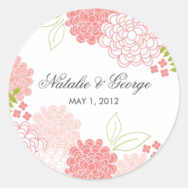 Adesivo Primavera Blossoms Wedding Favor Sticker (Frente)