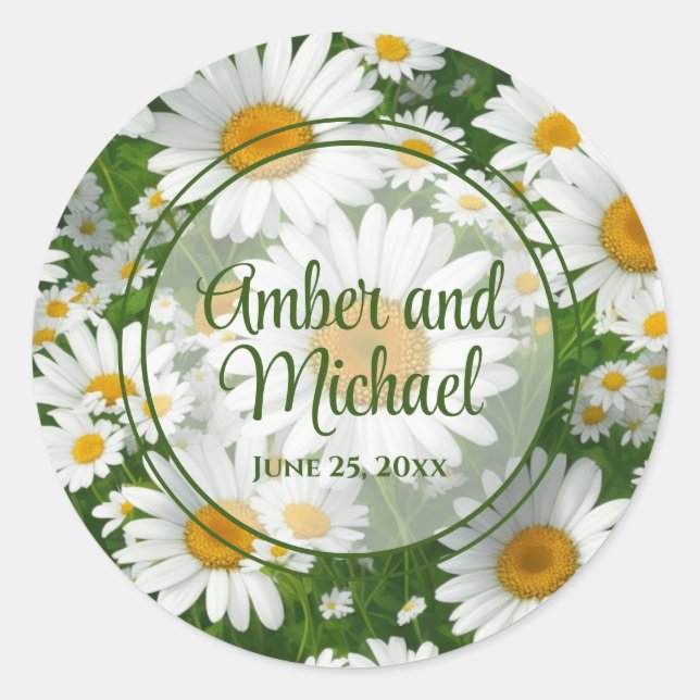 Adesivo Primavera branco floral verde margarida verde (Frente)