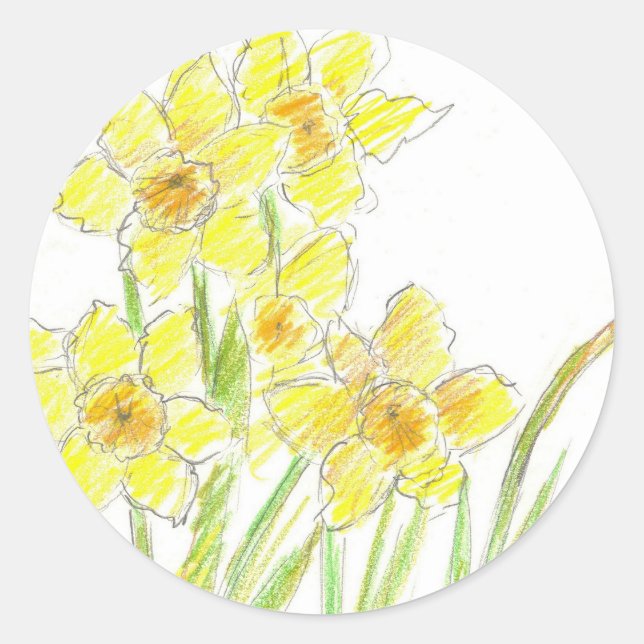 Adesivo Primavera Daffodils Amarelo Aquarela (Frente)