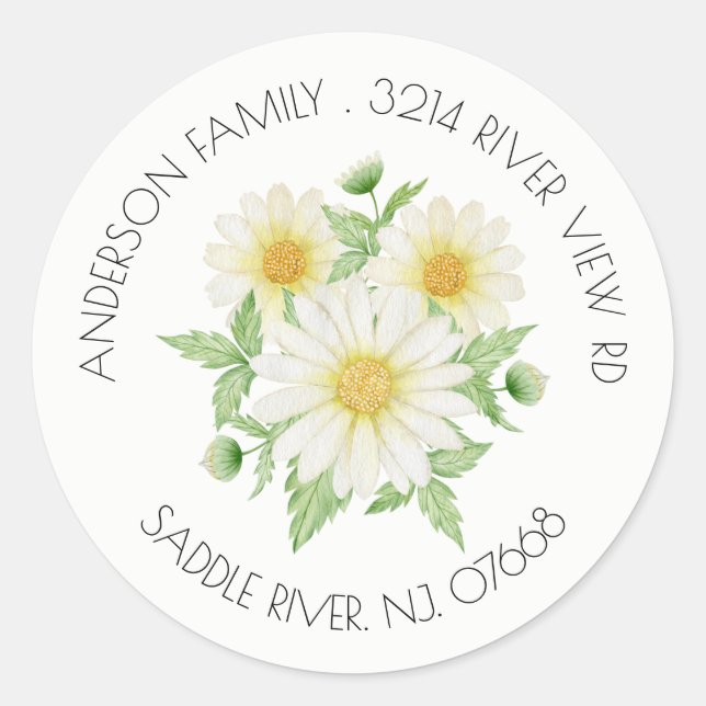 Adesivo Primavera Daisy Address Label Sticker (Frente)