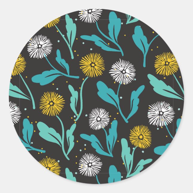 Adesivo Primavera Dandelion Flores e Folhas Design (Frente)