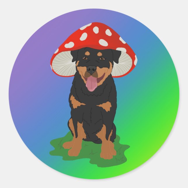 Adesivo Primavera de Cogumelo Rottweiler Personalizável (Frente)