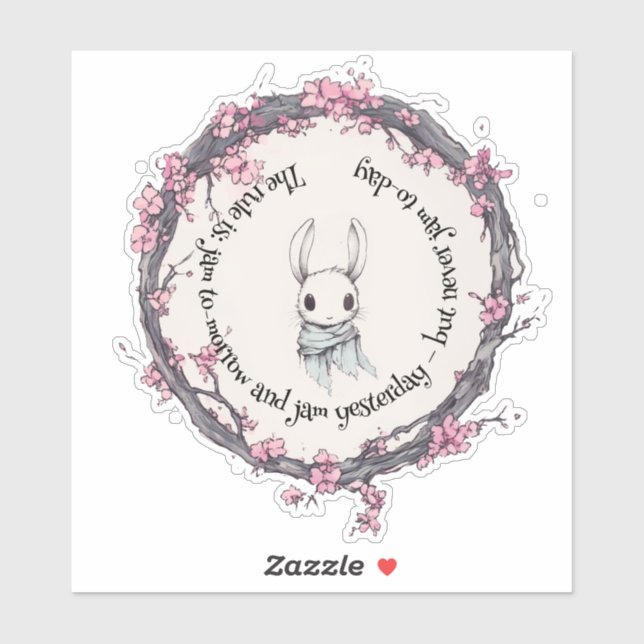 Adesivo Primavera de uma lebre na plantação de flores de c (Folha)