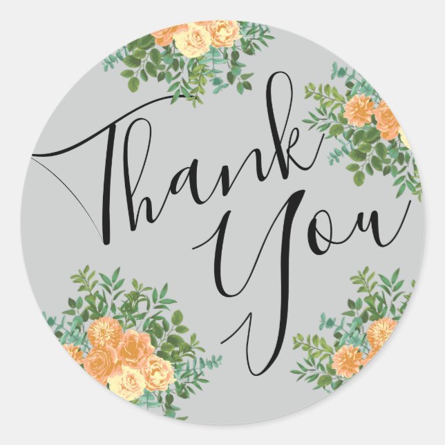 Adesivo Primavera Floral de Casamento de Cinza de Peach (Frente)