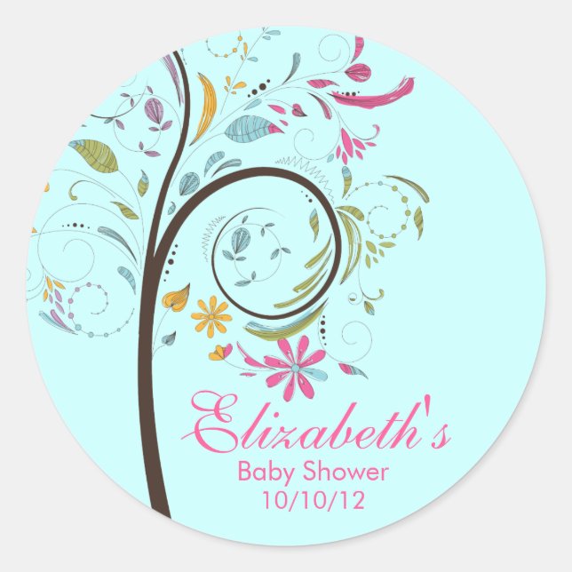 Adesivo Primavera Floral Tree Chá de fraldas Sticker (Frente)