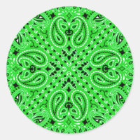 Primavera Green Paisley Western Bandana Scarf Impr