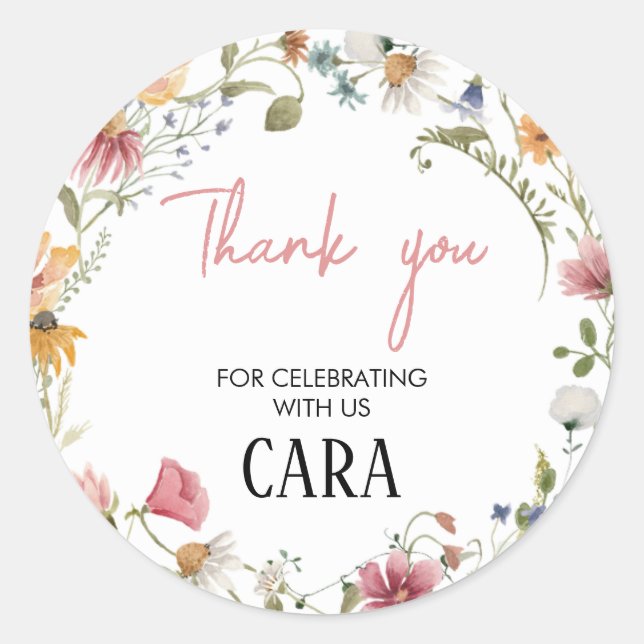 Adesivo Primavera Little Wilflower Festa de aniversário (Frente)