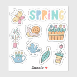 Adesivo Primavera no arco-íris Flores e Jardim conjunto de