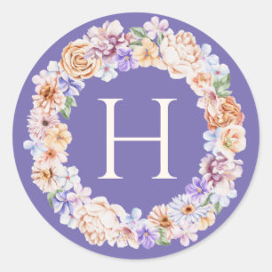 Adesivo Primavera Pastel Floral Wreath Monograma