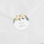 Adesivo Primavera Peony Wedding Stickers.<br><div class="desc">Crie os seus autocolantes de casamentos de pedras de Primavera usando estes modelos pela Cali Graphics. Este elegante design de casamento apresenta seus nomes personalizados emoldurados por rosas de pedras e folhagem de aquarela. Personalize esses adesivos clicando em "Personalizar" e insira seu texto nas caixas de modelo. Se quiser alterar...</div>
