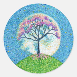Adesivo Primavera Pointillism Tree Moon