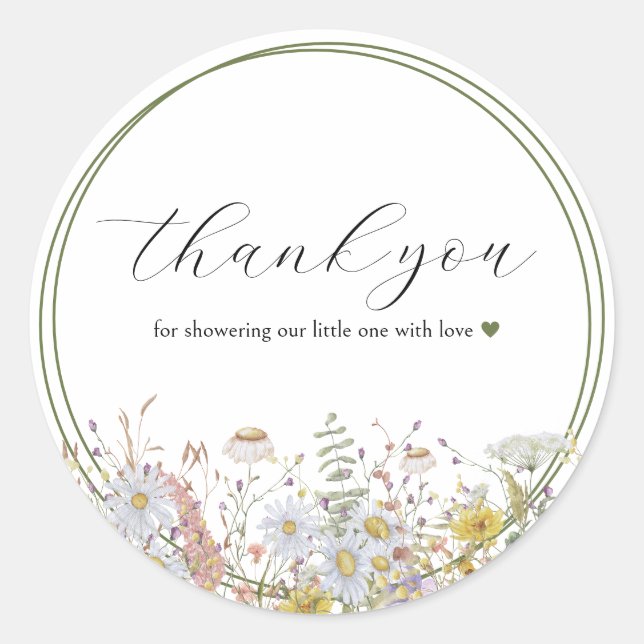 Adesivo Primavera Wildflower Baby in Bloom Favor Sticker (Frente)