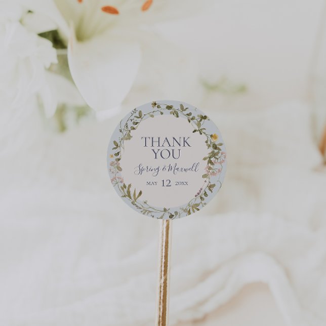 Adesivo Primavera Wildflower | Blue Obrigado Favor Sticker (Criador carregado)