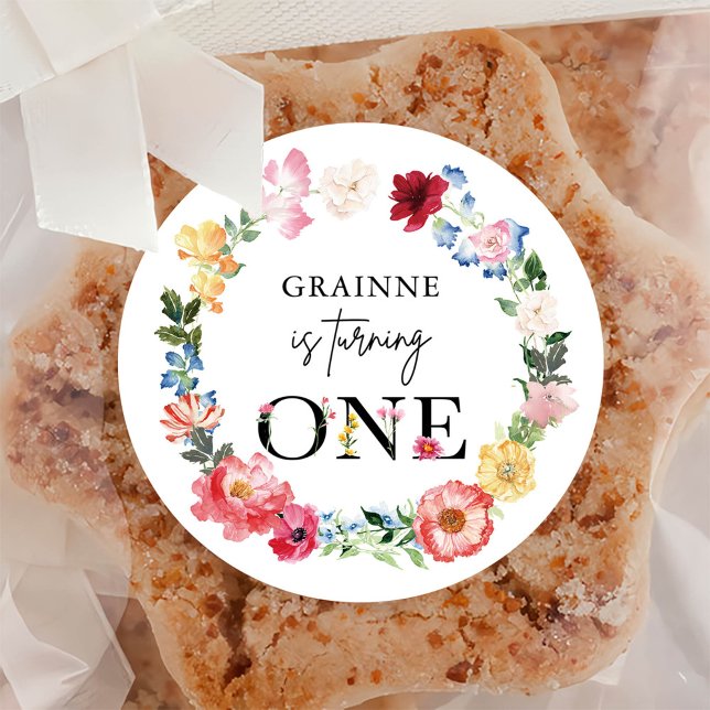 Adesivo Primavera Wildflower First Festa de aniversário (Criador carregado)