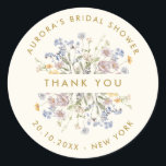 Adesivo Primavera Wildflower Meadow Chá de panela obrigado<br><div class="desc">Capture a beleza da natureza no seu dia especial com o nosso belo obrigado de chá de panela de aquarela de flor silvestre que você cola. Elegante, único e florescendo com amor. Use os campos de texto para personalizar seu design com seu próprio texto e detalhes. Se quiser alterar o...</div>