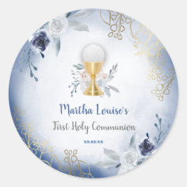 Adesivo primeira comuna de flores azuis