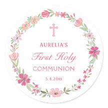 Primeira Comunhão Floral Cor-de-Rosa