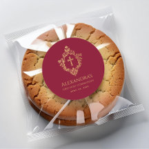 Primeira Comunhão Menina Burgundy Dourado Brasão R