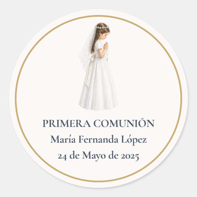 Adesivo Primeira Comunhão Menina Rezando (Frente)