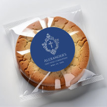 Primeira Comunhão Menino Cruz Crest Vintage Azul R