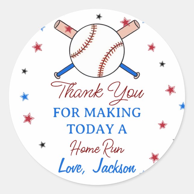 Adesivo Primeira Festa de aniversário Baseball Obrigado Et (Frente)