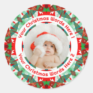 Adesivo Primeira Foto da Família Vermelha e Verde no Natal