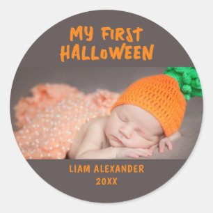 Adesivo Primeira Foto de Bebê no Halloween Cinza