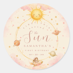 Adesivo Primeira Volta ao Sol Menina de Primeiro Aniversár