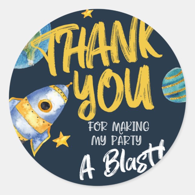 ADESIVO PRIMEIRO ANIVERSÁRIO, ANIVERSÁRIO ESPACIAL, BLAST  (Frente)