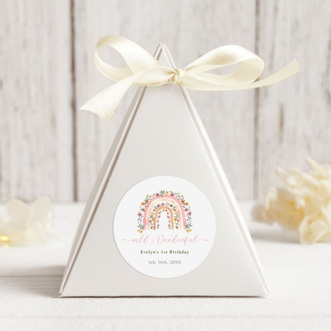 Adesivo Primeiro aniversario Arco-Íris de Flores Selvagens (Criador carregado)