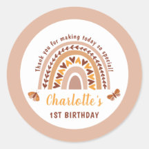 Primeiro aniversario Arco-Íris Rosa Moderno - Obri