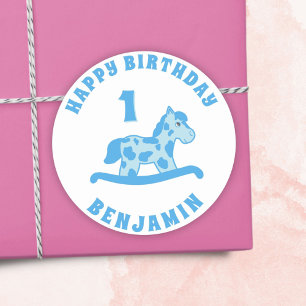 Adesivo primeiro aniversario Azul de Cavalo Fogueiro