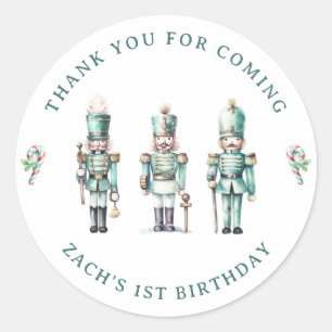 Adesivo Primeiro aniversario Cute Mint Nutcracker Obrigado