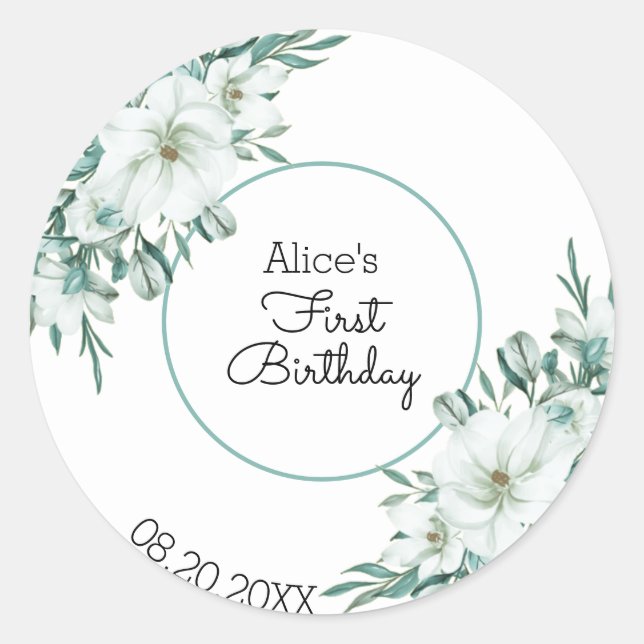 Adesivo Primeiro aniversario da Flora Verde da Magnolia Br (Frente)