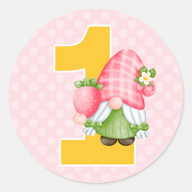 Adesivo Primeiro aniversario da Garden Baby Girl do Strawb (Frente)