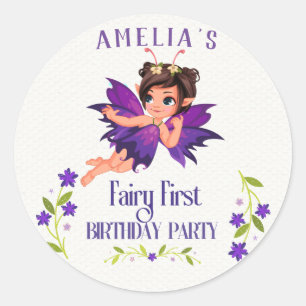 Adesivo Primeiro Aniversário da Menina Fada Floresta Encan