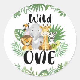 Adesivo Primeiro aniversario de Animais Safari Selvagens C
