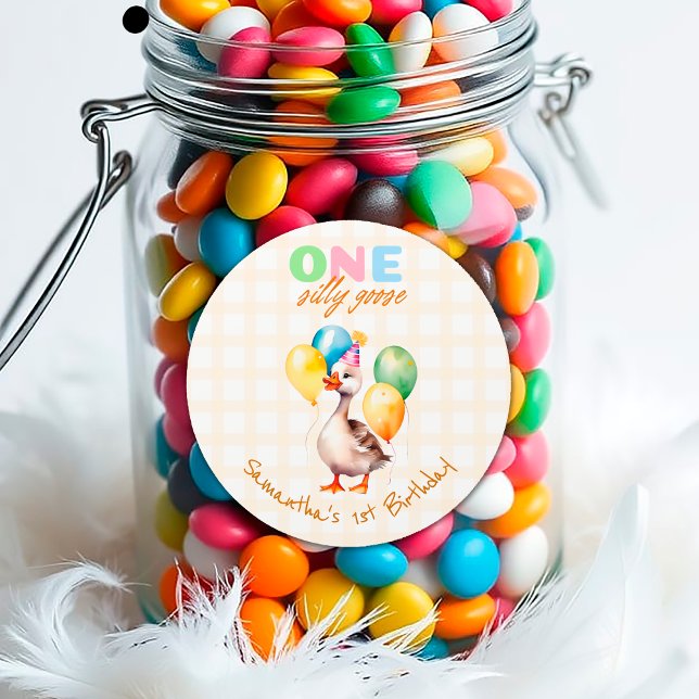 Adesivo Primeiro aniversario de Aquarela de Ganso de Um Bo (Criador carregado)