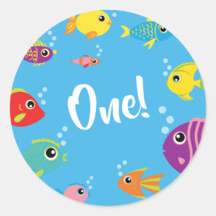 Adesivo primeiro aniversario De Aquário De Peixe Obrigado