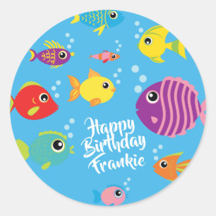 Adesivo primeiro aniversario De Aquário De Peixe Obrigado