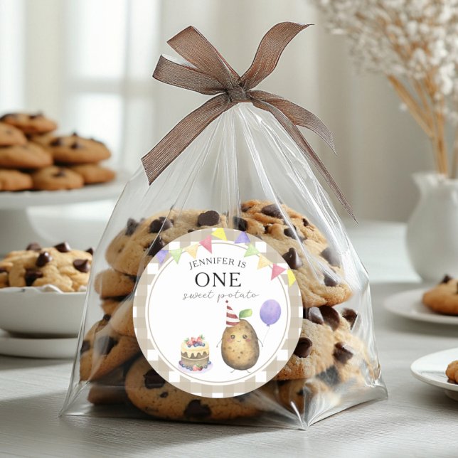 Adesivo Primeiro aniversario de Batata de Aquarela (Criador carregado)