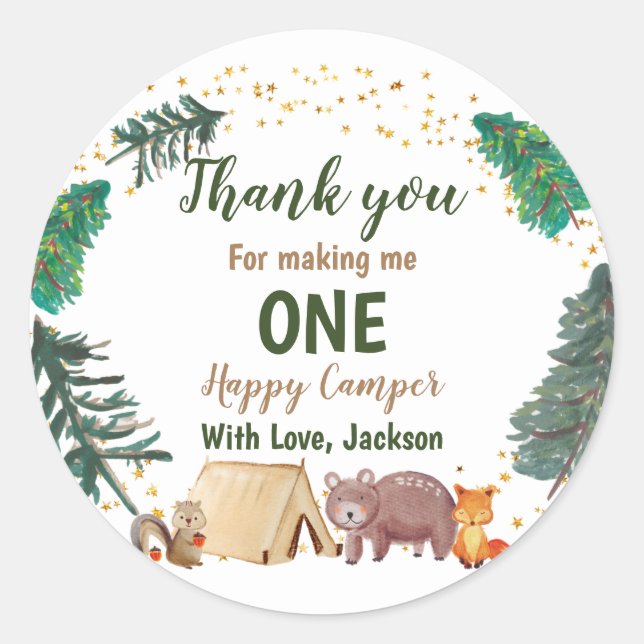 Adesivo Primeiro aniversario de Camper Aquarela Obrigado V (Frente)