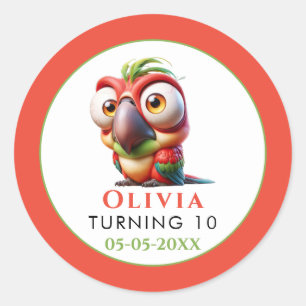 Adesivo Primeiro aniversario de Caricaturas de Papagaio Má