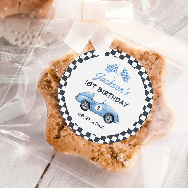 Adesivo Primeiro aniversario de Carro Azul (Criador carregado)