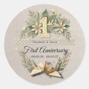 Adesivo Primeiro Aniversário de Casamento Grous Recortados