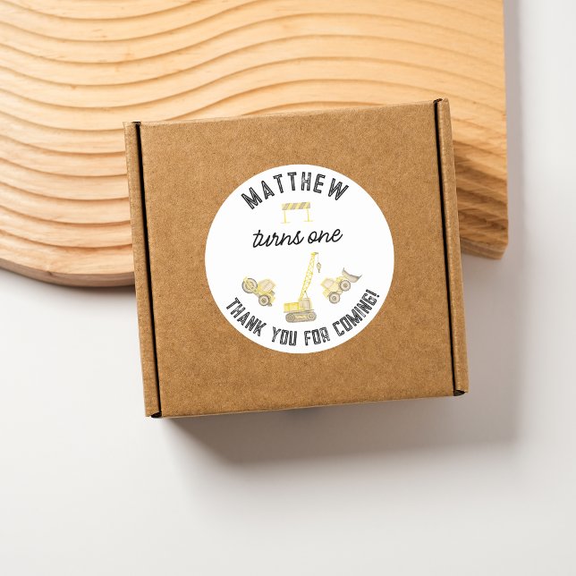 Adesivo Primeiro aniversario de Construção Simples Moderno (Criador carregado)