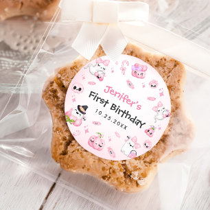 Adesivo Primeiro aniversario de Dia das Bruxas Ghost Rosa-