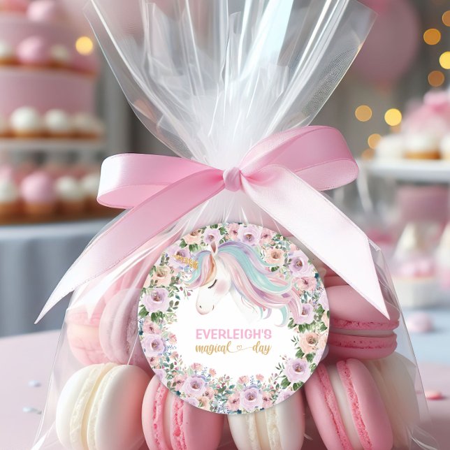 Adesivo Primeiro aniversario de Flor Cor-de-Rosa Mágica do (Criador carregado)