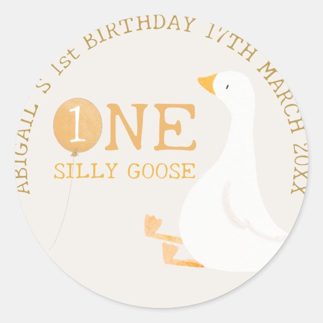 Adesivo Primeiro aniversario de flor selvagem de ganso de  (Frente)